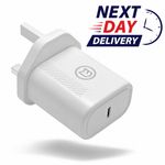 Fast Charger Plug USB C USB A UK Wall Adapter 18W For iPhone Samsung Android