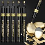 KERIFI Liquid Gold Chrome Markers, Supper Golden Metallic Paint Pens, Reflective