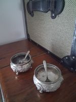 Victorian Open Salts: Pair with Spoons