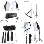 135W Softbox Lighting Kit Video Photo Soft Box Continuous Light Stand Studio UK