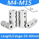 Stainless Steel Long Rigid Shaft Coupling Motor Connector Joint +Grub Screws Key