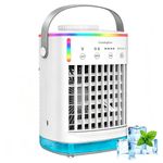 Portable 4-in-1 Evaporative Air Cooler Fan 4 Speeds Mist Timer 7-Colour Lights