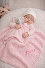 Personalised  embroidered BABY WAFFLE BLANKET & comforter set luxury new 