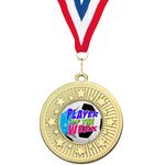 Football Award Medal Player of the Week FREE Ribbon and Certificate 50mm Metal 