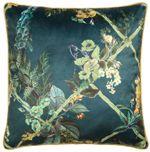 Laurence Llewelyn-Bowen LLB Velvet Floral Sofa Scatter Cushion Cover 55x55 Green
