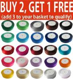 Double Sided Satin Ribbon 23 Mtrs size 6,10,12,15,20,25,38,50mm BUY 2 Get 1 Free