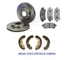 FORD FIESTA MK7 2008-2017 FRONT 2 VENTED BRAKE DISCS & PADS AND REAR SHOES SET