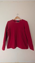 Vintage Red Cable Knit Crew Neck Jumper By Karen Scott Petite Size M