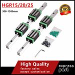 2X HGR15 HGR20/25 Linear Rail Guide + 4X HGH15CA HGH20CA Block HGH15 HGH25 CNC