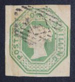 GB SG54 1847 QV 1/- Pale Green, Embossed, Square cut, Fine Used, c.£750