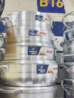 4 Heavy Duty Casserole Aluminium Cooking Pot set with Lid Catering - Ground Base