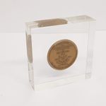 American Revolution Bicentennial Connecticut 1976 Bronze Coin in Acrylic Block