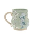 Alice in Wonderland Mad Hatter Mug Green Embossed Ceramic Disney Coffee Tea Cup