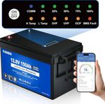 12V 150Ah LiFePO4 Lithium Battery with SOC Status Indicators, Bluetooth