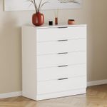 Vida Designs Trega 5 Drawer Chest of Drawers White - Compact Space-Saving Bedroo