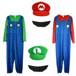 Halloween Costume Super Mario and Luigi Fancy Dress Plumber Bros Complete Set