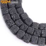 Black Lava Rock Cube Cubic Square Stone Loose Beads For Jewelry Making 15"