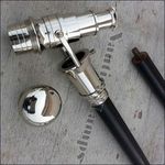 Silver Brass Victorian Telescope Handle Vintage Style Wooden Walking Stick Cane