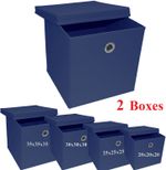 Foldable Storage Boxes, Set of 2, Collapsible Fabric Storage Cubes with Lid