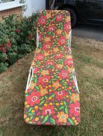 Vintage 1970s floral folding sun lounger garden bed camping VW camper retro 60s