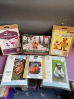 Six Needle Felting Kits, Pug, Squirrel, Flamingo, Turkey, Chicks, Pumpkin