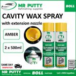 2 x Cavity Wax AMBER spray 500ml aerosol protective coating + Extension nozzle