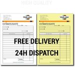 ESTIMATE QUOTE BOOK DUPLICATE PERSONALISED QUOTATION A5 NCR 50 SETS PER PAD