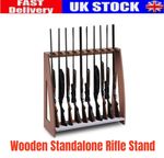 Heavy Duty Floor-Standing Gun Stand - Wooden Standalone Rifle Stand Adjustable
