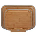 Cooks Professional 3 Piece Bamboo Chopping Board Set | With Bamboo Stand | Grey