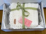 Handmade White Crochet Throw Blanket . Rectangular 107 cms x 98 cms