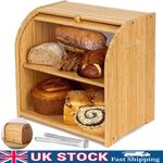 Bread Bin 2 Tiers Double Layer Box Slide Roll Top Food Storage Rack Home Kitchen