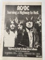 AC/DC HIGHWAY TO HELL  11" x 16" FULL PAGE MAGAZINE ADVERT POSTER 1979