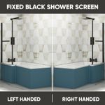 1500/1600/1700mm L Shaped Shower Bath MDF Front Bath Panel Black Shower Screen