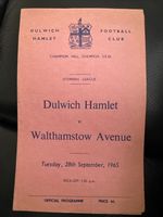 Walthamstow Avenue v Dulwich Hamlet Programme 1965/66 Isthmian League