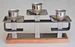 German Mid Century Modern teak, Chrome and black 60s Candelabra.