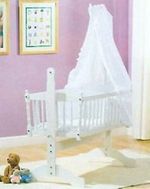White Broderie Anglais 3piece Swinging Crib Bedding Set