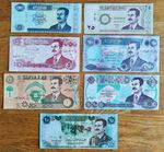 7 Saddam Iraq Dinar Notes Money - Saddam Hussein Currency Almost UNC set