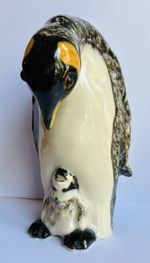 Winstanley Mother Penquin and Chick with glass eyes - Signed