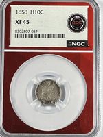 1858 Seated Liberty Half Dime : NGC XF45 EDC Red Core