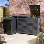 Triple Metal Wheelie Bin Store Anthracite Grey Horizontal Steel Bar Doors