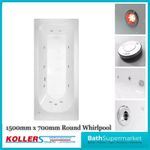 Round 1500mm x 700mm Single Ended Bath Tub Whirlpool Spa Lights 6-8-11 Jets