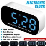 LED Electric Digital Alarm Clock Mains Power Mirror Display Bedroom Bedside UK