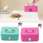 Small Steel Money Box Portable Lockable Safe with Key for Petty Cash Valuables