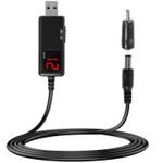 USB Power Step-up Converter, 5V USB to DC 9V 12V Power Cable,with LED Display wi