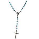 VINTAGE ROSARY WITH CRUCIFIX. BLUE BEADS.