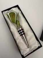 Wine Bottle Stopper Green White Swirl Design