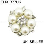 NEW SMALL SILVER DIAMANTE PEARL BROOCH PINS BOUQUET JOB LOT WEDDING DRESS BRIDAL