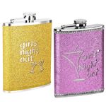 KAV 8 oz Girls Night Out Glitter Hip Flask with Stainless Steel Construction