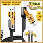 4 in 1 Multi USB PD Charger Charging Cable Cord For iPhone USB C Samsung Android