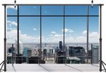 Modern Cityscape Skyline Window Backdrop Home Office Conference Background 7x5